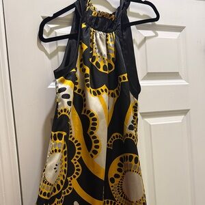 Vintage Forever 21 Black, Yellow and Cream Halter-Style Dress